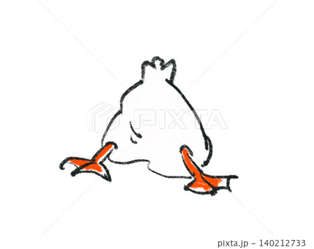 水中に顔を突っ込む手描きのアヒルのイラスト(おしり) 水中に顔を突っ込む手描きのアヒルのイラスト(おしり) 140212733