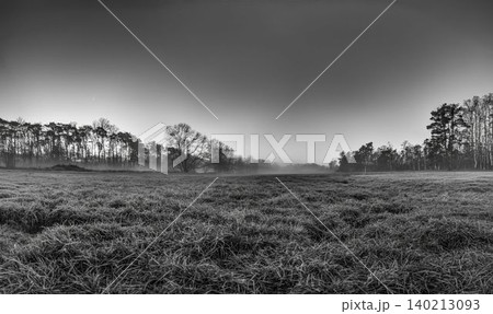Frost Covered Meadow at Sunrise in Muenchbruch 140213093