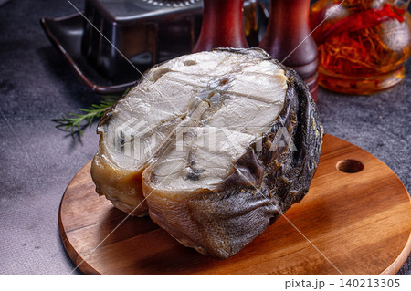 Gourmet Smoked Sturgeon Steak on Wood Gourmet Smoked Sturgeon Steak on Wood 140213305