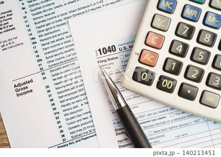 Tax form 1040 U.S. Individual Income Tax Return, business finance concept. Tax form 1040 U.S. Individual Income Tax Return, business finance concept. 140213451