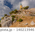 Lighthouse on rocky hillside in Corfu, Greece 140213946