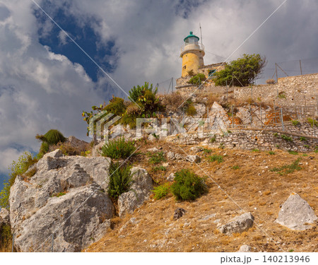 Lighthouse on rocky hillside in Corfu, Greece Lighthouse on rocky hillside in Corfu, Greece 140213946