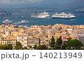 Panoramic view of Corfu Old Town and cruise port, Greece 140213949