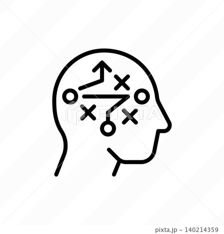 Logical thinking thin line icon. Strategic plan in human head. Modern vector illustration. Logical thinking thin line icon. Strategic plan in human head. Modern vector illustration. 140214359