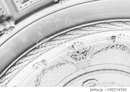 Black and white photograph of an ornate ceiling Black and white photograph of an ornate ceiling 140214583