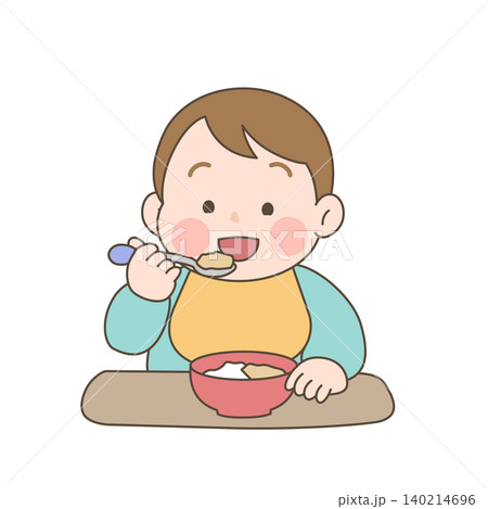 喜んで食べる赤ちゃん|離乳食|b001 喜んで食べる赤ちゃん|離乳食|b001 140214696