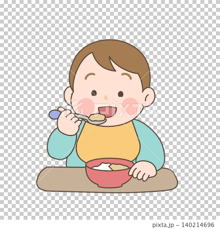 喜んで食べる赤ちゃん|離乳食|b001 喜んで食べる赤ちゃん|離乳食|b001 140214696