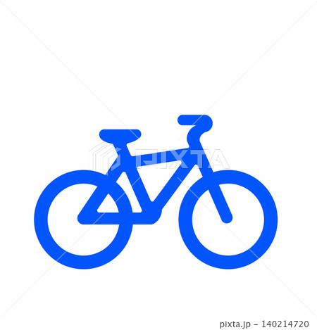駐輪場や交通案内を表すシンプルな自転車ピクトグラム（青） 140214720
