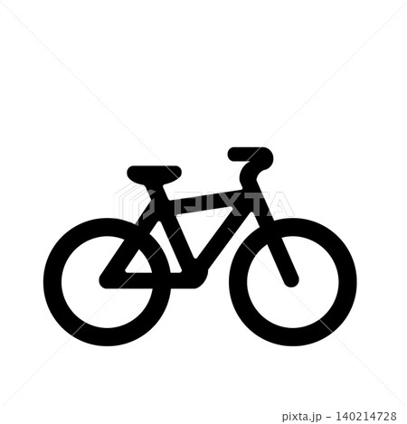 駐輪場や交通案内を表すシンプルな自転車ピクトグラム（黒） 140214728