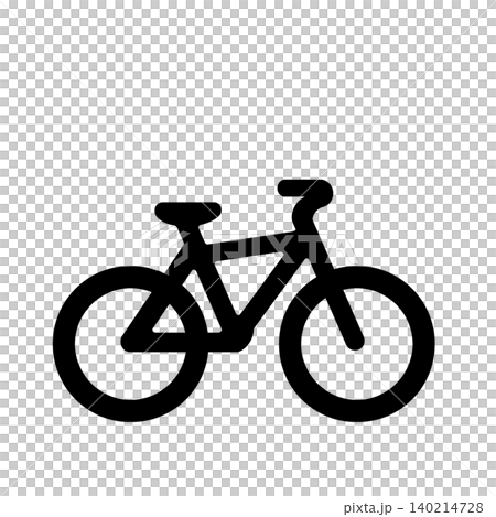 駐輪場や交通案内を表すシンプルな自転車ピクトグラム（黒） 140214728