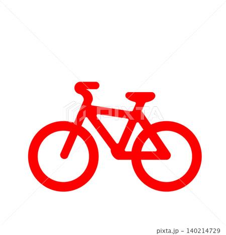 駐輪場や交通案内を表すシンプルな自転車ピクトグラム（赤） 140214729