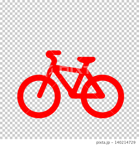 駐輪場や交通案内を表すシンプルな自転車ピクトグラム（赤） 140214729