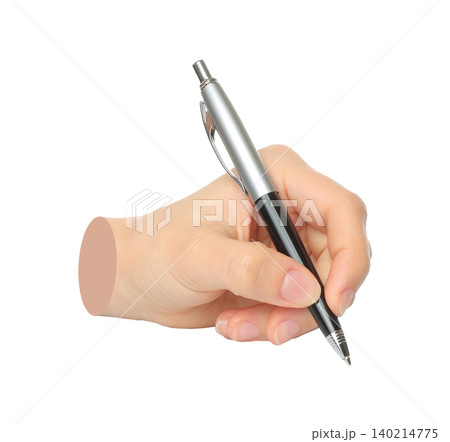 Hands with business pen isolated on transparent background. Contemporary art design 140214775