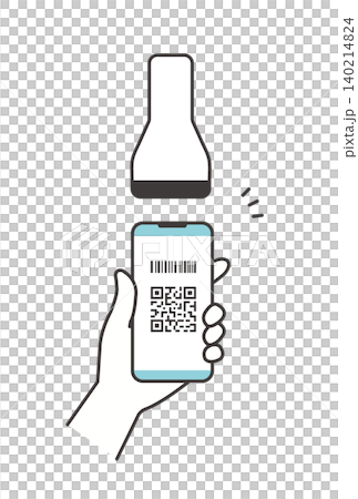スマートフォンでQRコード決済をするワンカットイラスト(キャッシュレス決済・読み取り) スマートフォンでQRコード決済をするワンカットイラスト(キャッシュレス決済・読み取り) 140214824
