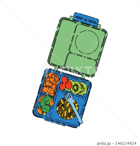 School Lunch Box with Pasta Fruit and Vegetables School Lunch Box with Pasta Fruit and Vegetables 140214924