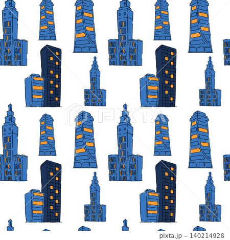 Modern City Architecture Pattern with Orange Windows Modern City Architecture Pattern with Orange Windows 140214928