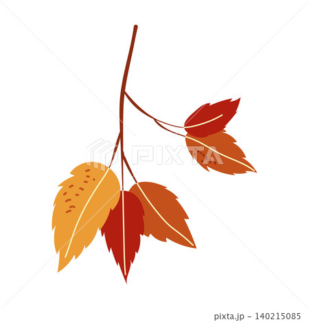 Autumn tree branch with red and yellow leaves vector design element 140215085
