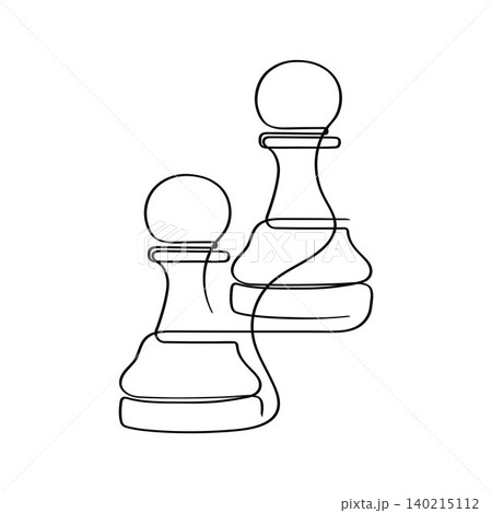 Continuous line drawing of chess piece. Chess pawn. Minimalist black linear sketch isolated on white background. Hand drawn vector illustration. 140215112