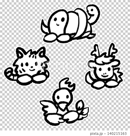 かわいい白黒の四神 かわいい白黒の四神 140215163