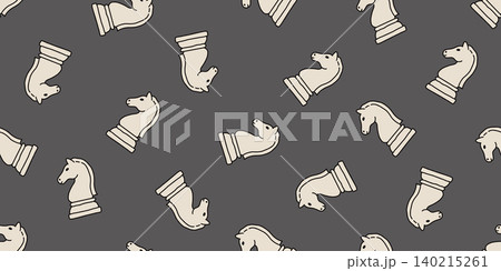チェスの駒の馬が散りばめられた飾り模様の背景イラスト チェスの駒の馬が散りばめられた飾り模様の背景イラスト 140215261