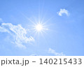 青空と太陽　直射日光　フリースペースイメージ 140215433