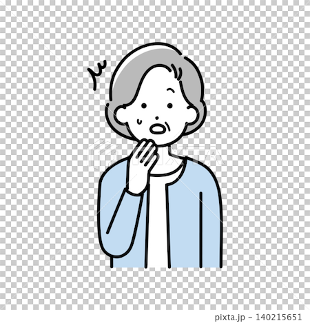 Illustration of a senior woman with a surprised expression Illustration of a senior woman with a surprised expression 140215651