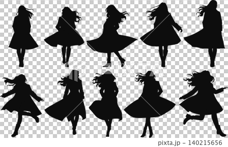 Silhouette illustration of a woman in autumn clothes striking a pose. Silhouette illustration of a woman in autumn clothes striking a pose. 140215656