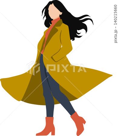 秋服を着た女性がポーズをとっているイラスト 140215660