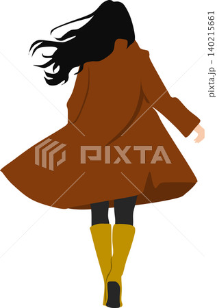 秋服を着た女性がポーズをとっているイラスト 秋服を着た女性がポーズをとっているイラスト 140215661