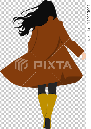 秋服を着た女性がポーズをとっているイラスト 秋服を着た女性がポーズをとっているイラスト 140215661