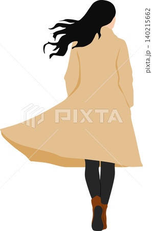 秋服を着た女性がポーズをとっているイラスト 秋服を着た女性がポーズをとっているイラスト 140215662