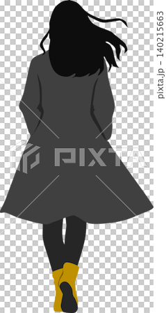 一幅描繪身著秋裝的女子擺出姿勢的插圖。 140215663