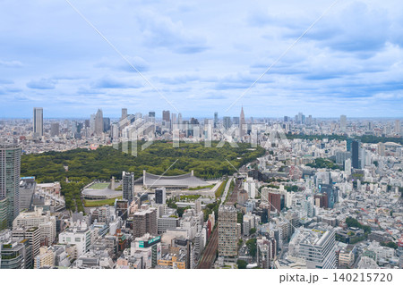 代々木公園と新宿高層ビル群を望む東京のパノラマ風景 代々木公園と新宿高層ビル群を望む東京のパノラマ風景 140215720
