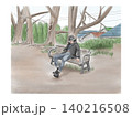 公園のベンチに座る男性 140216508