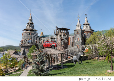 Sonkina Lagoon theme park castle architecture and garden landscape in Satka 140217028