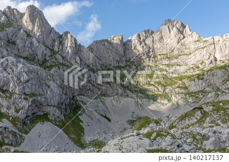 Rocky limestone peaks and alpine valley near Bobotov Kuk, Durmitor National Park Rocky limestone peaks and alpine valley near Bobotov Kuk, Durmitor National Park 140217137