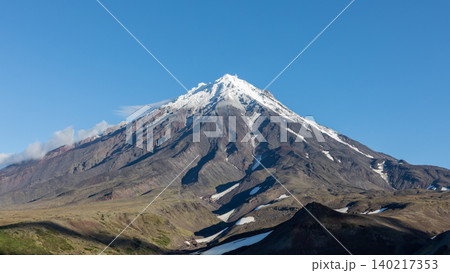 Koryaksky Volcano landscape with snowcapped peak under clear blue sky Koryaksky Volcano landscape with snowcapped peak under clear blue sky 140217353
