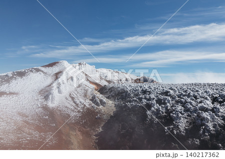 Avachinsky Volcano winter landscape with snowy crater ridge and blue sky Avachinsky Volcano winter landscape with snowy crater ridge and blue sky 140217362