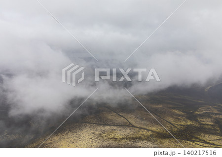 Fog over Tolbachinsky Dol lava fields in Northern Breakthrough area, Kamchatka Fog over Tolbachinsky Dol lava fields in Northern Breakthrough area, Kamchatka 140217516
