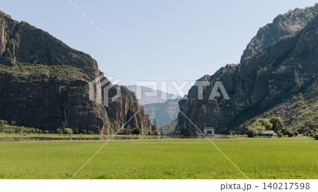 Green valley and dramatic rocky mountains in Dagestan, Caucasus landscape 140217598
