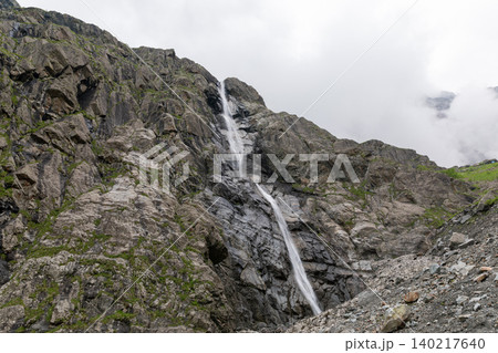 Midagrabin waterfalls cascading down rocky cliffs in the Caucasus Mountains 140217640