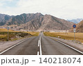 Empty highway on Chuysky Trakt through Altai Mountains landscape, Russia 140218074