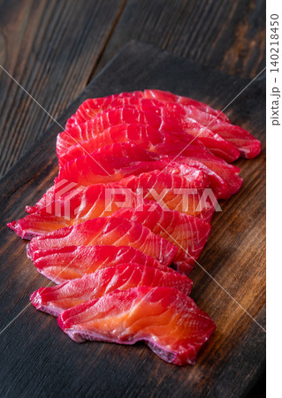 Gourmet Beetroot Gravlax Slices On Dark Wooden Background Premium Presentation Gourmet Beetroot Gravlax Slices On Dark Wooden Background Premium Presentation 140218450