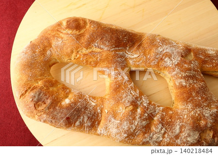 Rustic Bread with Golden Crust Texture 140218484