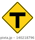 アメリカの道路標識　T字路 140218796