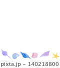 水彩で描いた貝殻シルエットのフレーム下 140218800