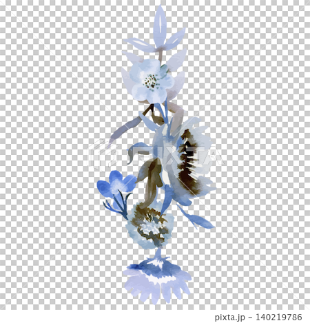 豎起水彩藍色花束 豎起水彩藍色花束 140219786