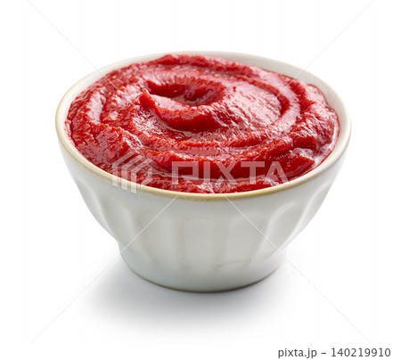 Tomato Sauce or Ketchup in Bowl Isolated on White Background 140219910