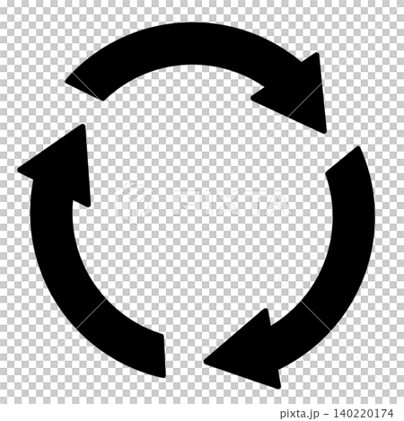 An illustration of a rotating cycle icon with three curved arrows forming a circle. An illustration of a rotating cycle icon with three curved arrows forming a circle. 140220174