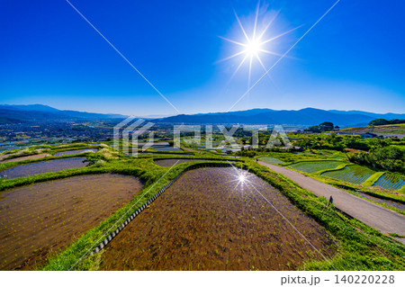 【長野県】田植えが始まった姨捨の棚田 日の出 【長野県】田植えが始まった姨捨の棚田 日の出 140220228